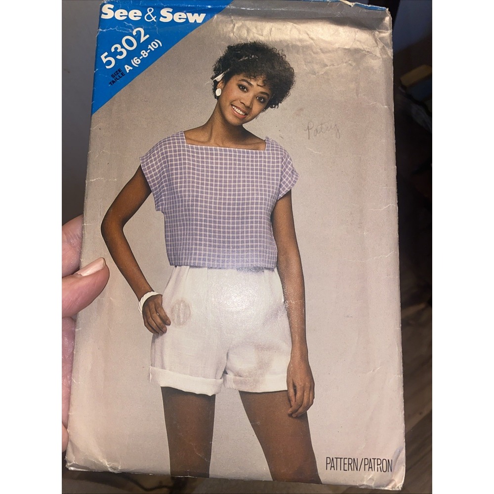 Vintage Butterick See & Sew Pattern 5302 Misses Top Shorts Size 6-10 Uncut